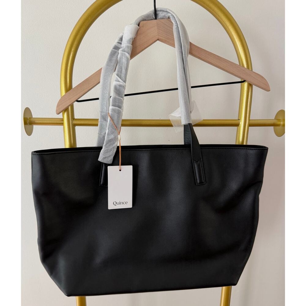Quince NEW Classic Italian Leather Tote, Black - Picture 4 of 11